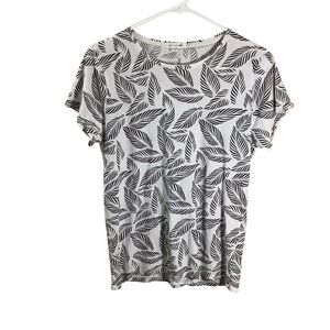Rag & Bone Leaf Print Black and White Women's Top Single Stitch Classic